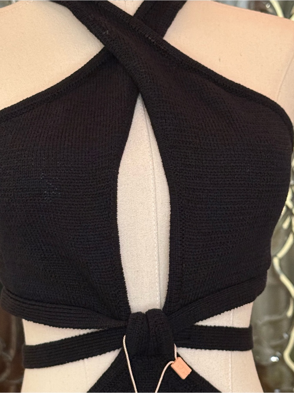 NWT Cult Gaia Aziza Knit Cutout Halter Maxi Dress Black L - Picture 5 of 16